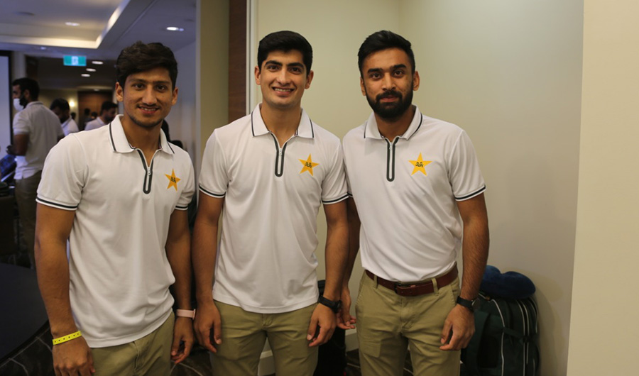 Pakistan cricket players posing for a photo on December 8, 2020 after being released from managed isolation in New Zealand. (Photo Courtesy: Pakistan Cricket Board)