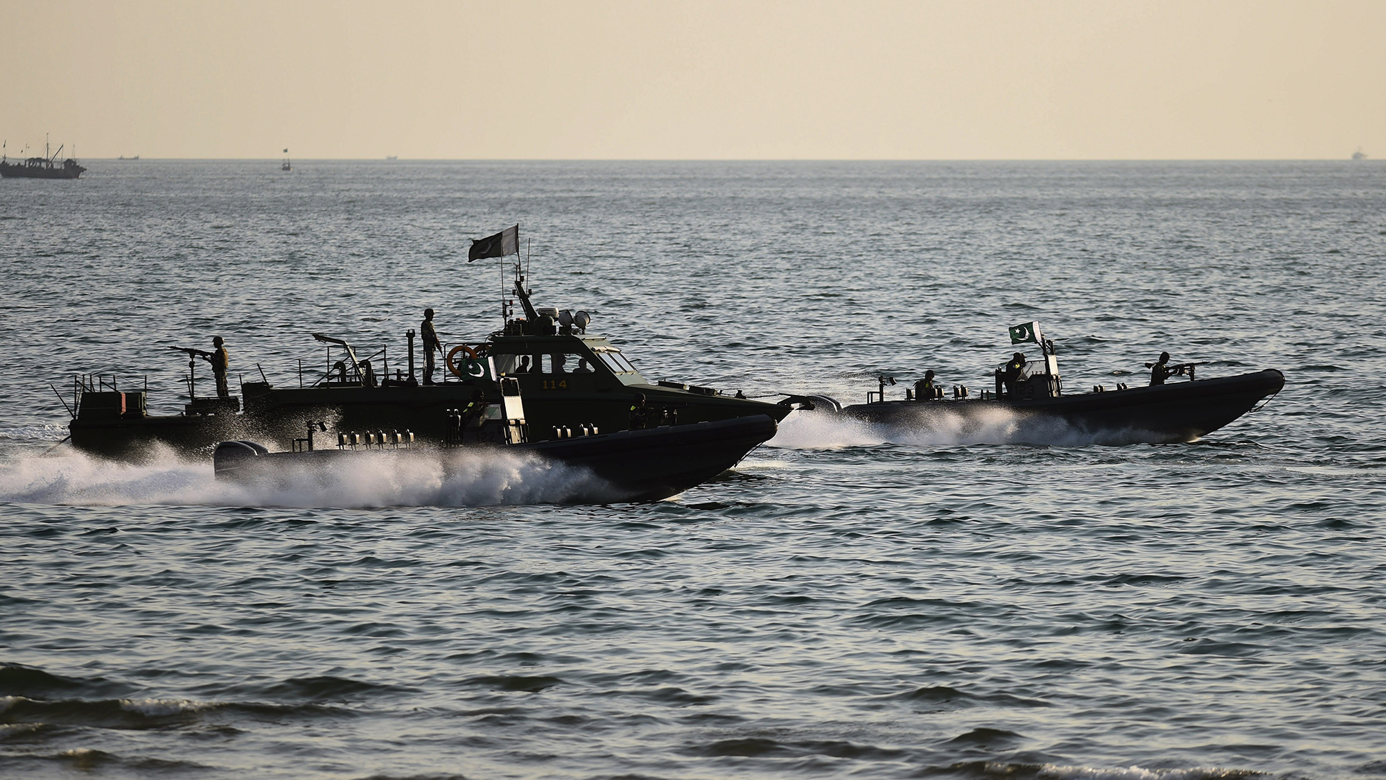 Special Services Group naval commandos take part in the first day of the multinational naval exercise AMAN-17 in Karachi on Feb. 11, 2017. (AFP/File)