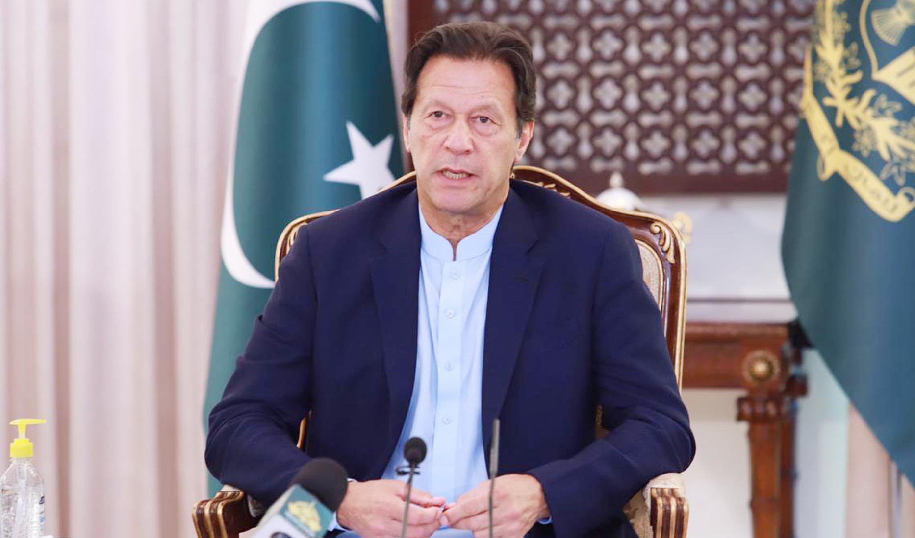 Prime Minister Imran Khan addressing the Volunteers of COVID-19 Relief Tiger Force, in Islamabad on May 4, 2020. (PID/File)