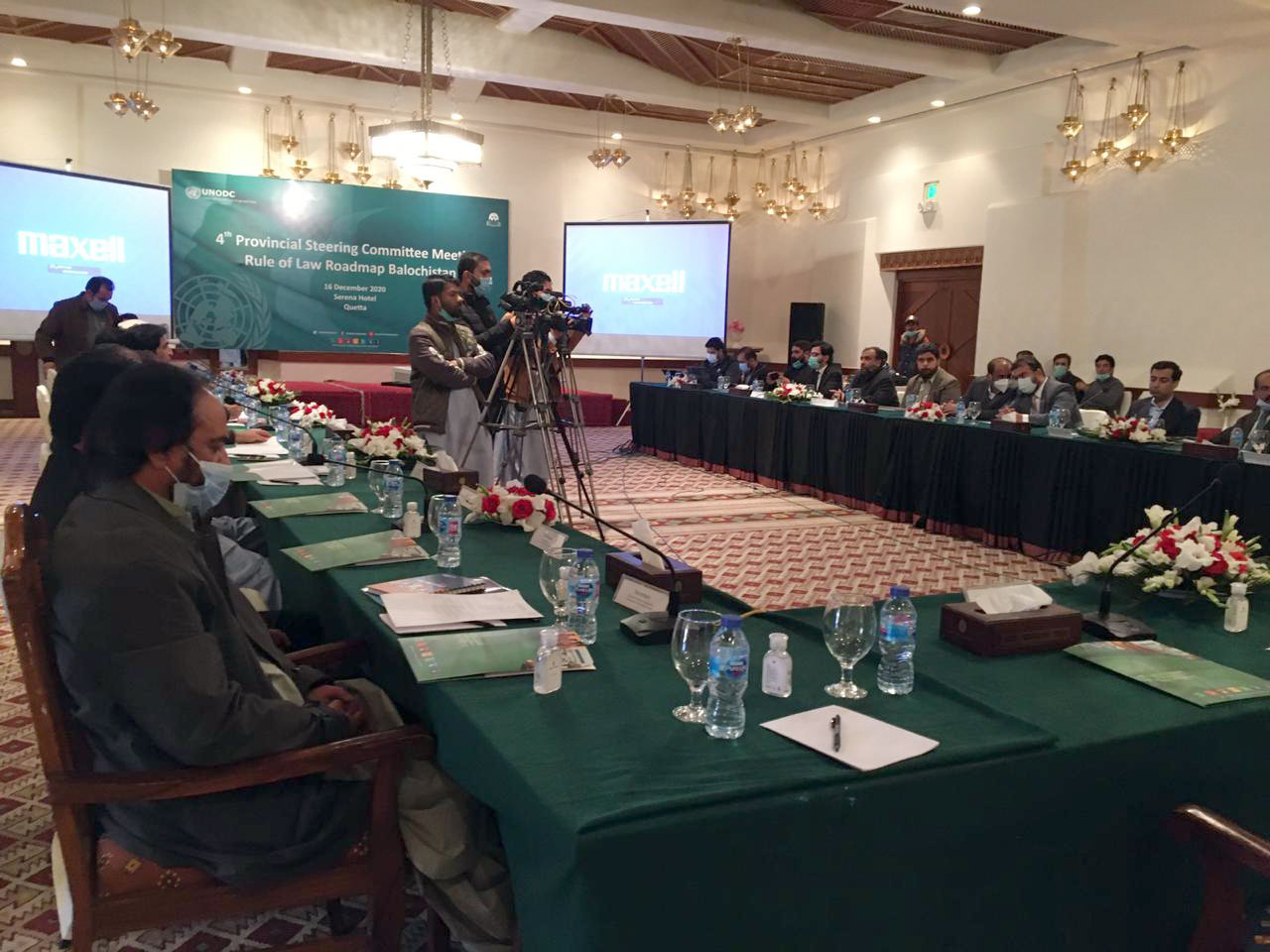 The steering committee of the Rule of Law Roadmap Balochistan program implemented by the United Nations Office on Drugs and Crime (UNODC) meets in Quetta, Balochistan, on December 16, 2020. (Photo courtesy: UNODC)