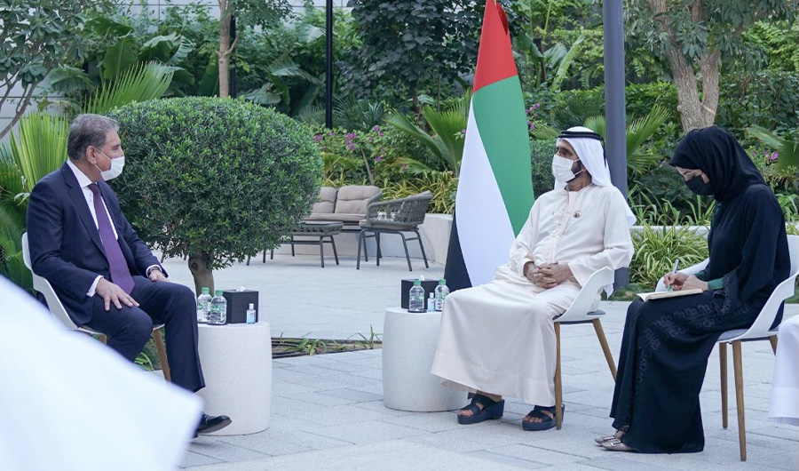 Pakistan's foreign minister Shah Mahmood Qureshi met Vice President and Prime Minister of UAE and Ruler of Dubai, Sheikh Mohammed bin Rashid Al Maktoum on December 17, 2020 in Dubai. (Photo Courtesy: Pakistan Foreign Office)