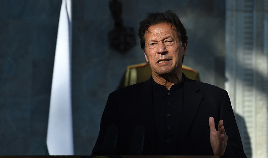 Pakistan's Prime Minister Imran Khan speaks during a joint press conference in Kabul on November 19, 2020. (AFP/File)