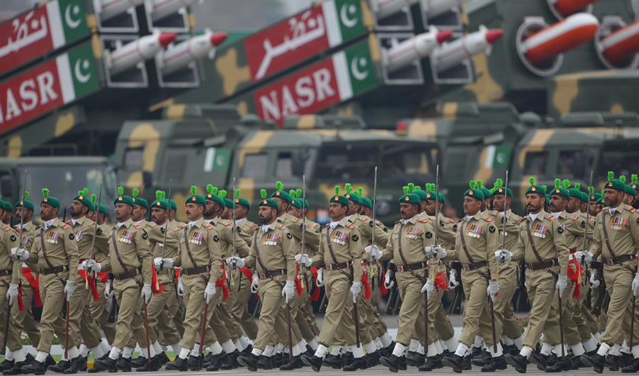 Pakistan troops march during the Pakistan Day parade in Islamabad on March 23, 2019. - Pakistan National Day commemorates the passing of the Lahore Resolution, when a separate nation for the Muslims of The British Indian Empire was demanded on March 23, 1940. (AFP/ File photo)