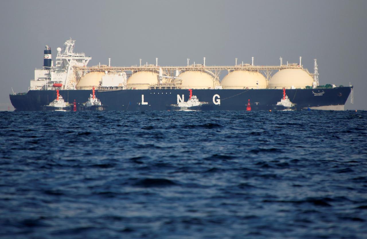 FILE - A liquefied natural gas (LNG) tanker is tugged towards a thermal power station in Futtsu, east of Tokyo, Japan November 13, 2017. (REUTERS)