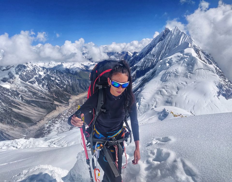This photo shared by Magdalena Gorzkowska on February 16, 2020 shows her climbing Manaslu, the eighth-highest mountain in the world, in the Nepalese Himalayas. (Photo courtesy: Magdalena Gorzkowska)
