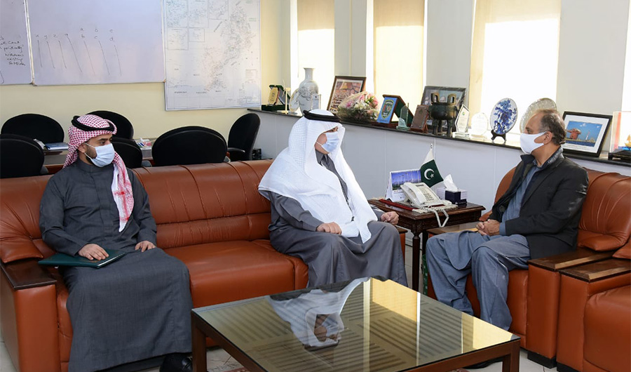 Saudi Arabia's ambassador to Pakistan Nawaf bin Saeed Al-Maliki meets Pakistani minister for energy, Omar Ayub Khan in Islamabad on January 6, 2021. (Photo Courtesy: Ministry of Energy and Petroleum Division)