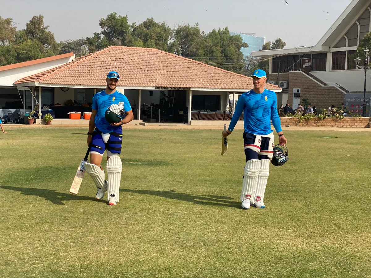 In this photo, South African cricket players are seen practicing at Gymkhana ground in Karachi on January 17, 2021. (Photo Courtesy: PCB)