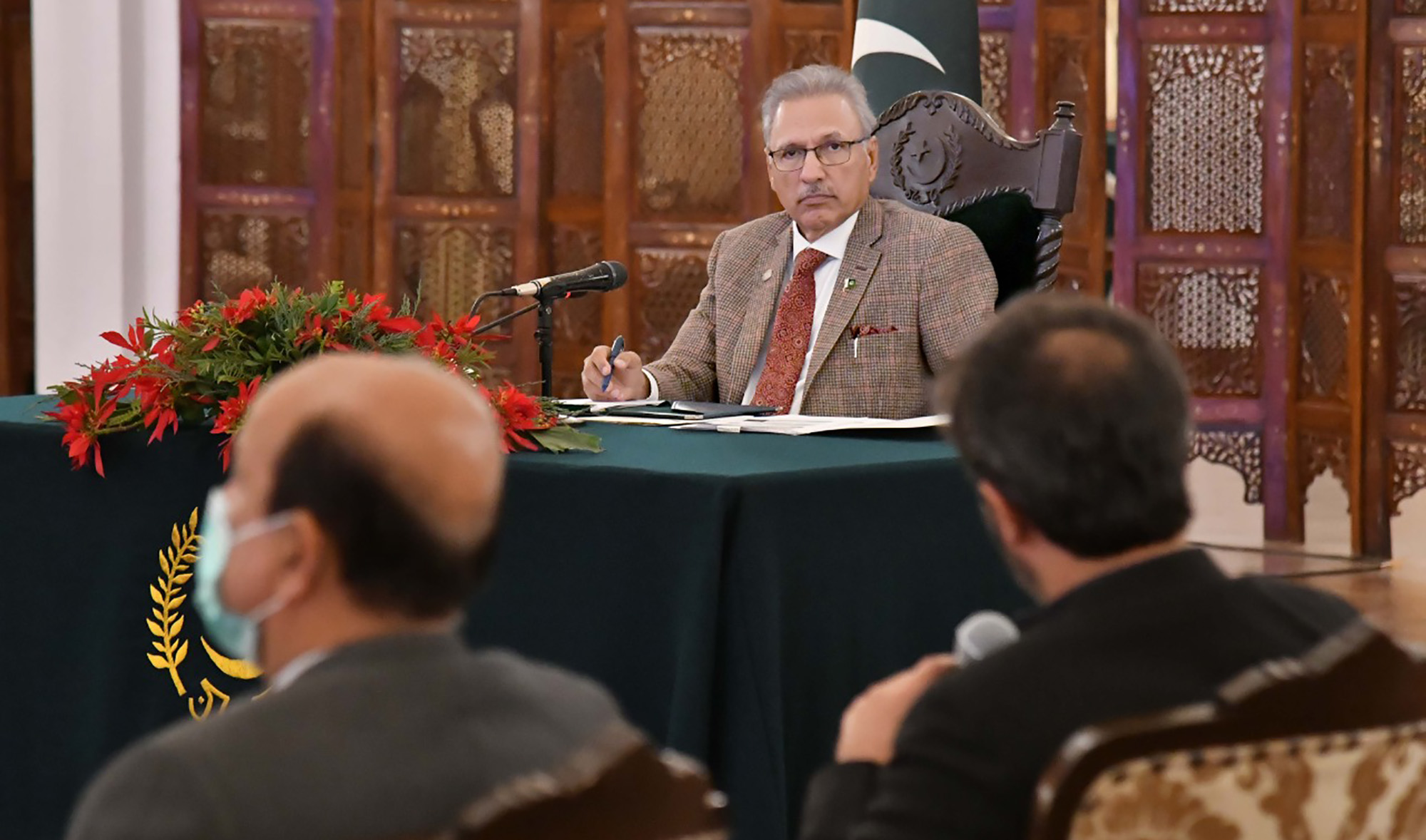 Pakistan President Dr. Arif Alvi during the first meeting of the National Steering Committee on Improving Access to Assistive Technology (AT) for Persons with Disabilities (PWDs), in Islamabad on Feb. 3. 2021. (Photo courtesy: @PresOfPakistan/Twitter)