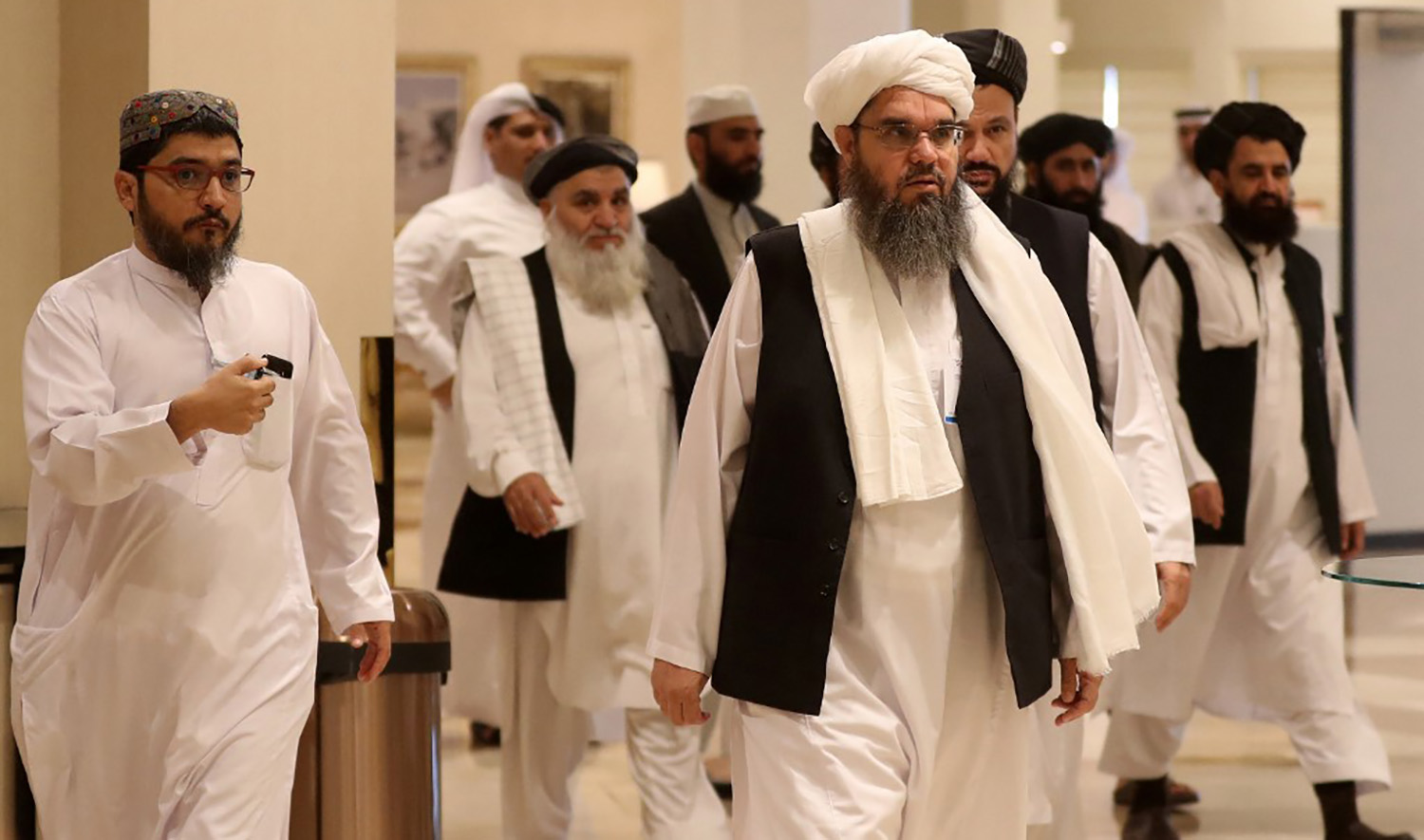 Top Taliban officials arrive in Doha, Qatar, for talks on the intra-Afghan dialogue on July 7, 2019. (AFP/File)