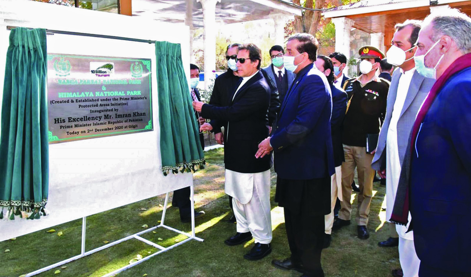 This photograph shared by Prime Minister's Office on December 2, 2020, shows Pakistani premier Imran Khan during the inauguration ceremony of the Himalaya and Nanga Parbat national parks. (PID/File)