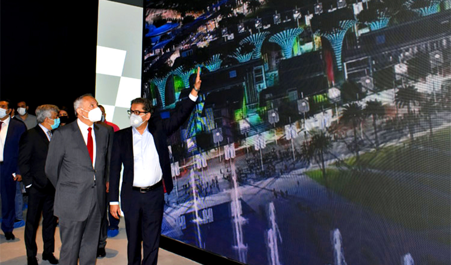 Pakistani PM's adviser on commerce, Abdul Razak Dawood, visits the Pakistan pavilion at the Expo 2020 site in Dubai, United Arab Emirates, on March 14, 2021. (WAM)