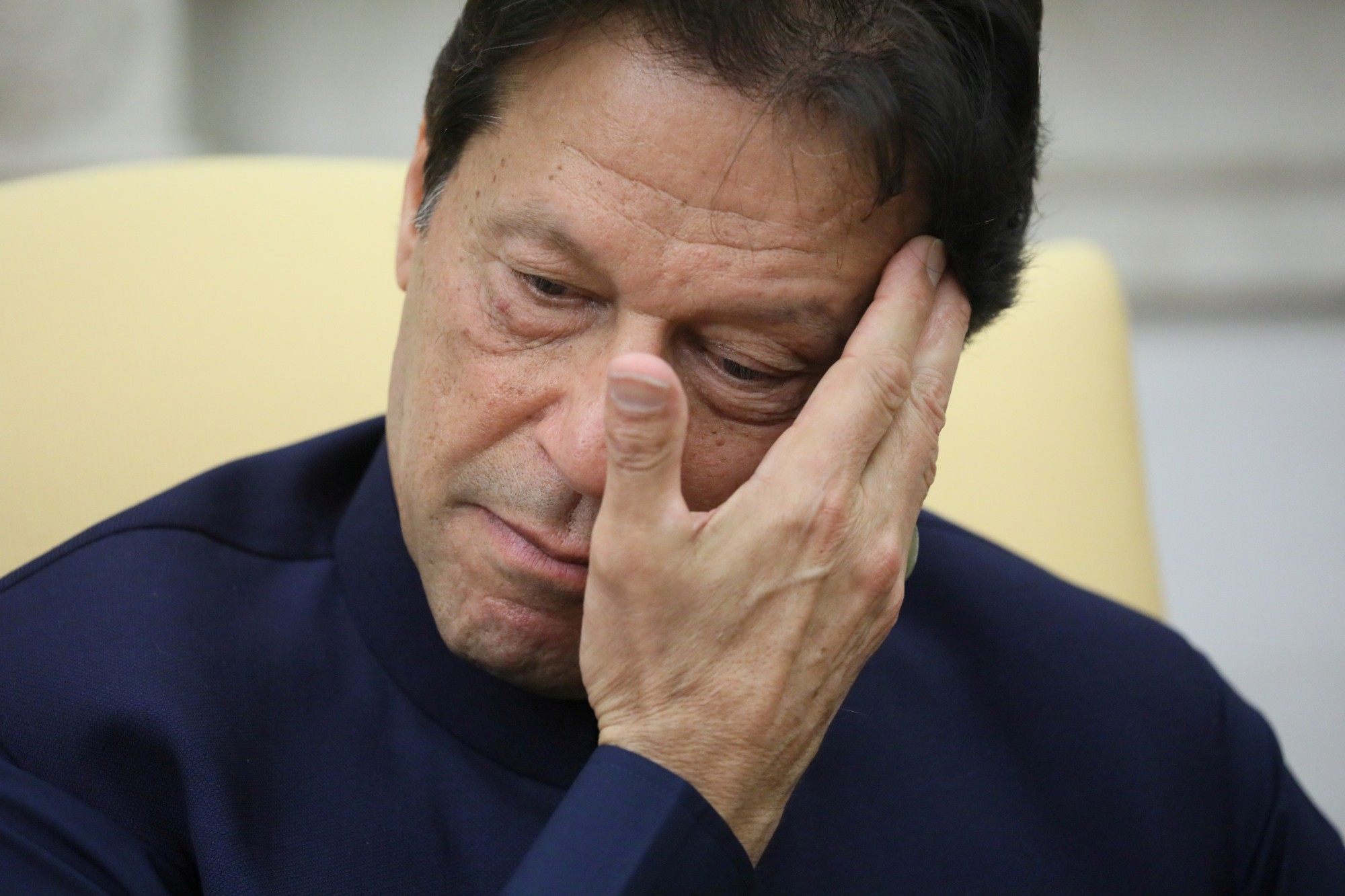 Pakistan Prime Minister Imran Khan listens while meeting with U.S. President Donald Trump at the Oval Office of the White House in Washington on July 22, 2019. (REUTERS)