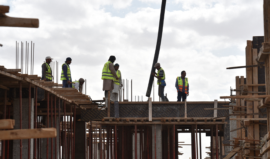 Foreign labourers work on the construction of a house in the Saudi capital Riyadh on April 13, 2019. (AFP/File)