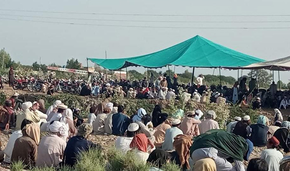 Members of Pakistan's Janikhel tribe can be seen at a sit-in on March 23, 2021, in the Janikhel area of Bannu Subdivision, Pakistan, after the murder of four teenage boys belonging to their clan. (Picture courtesy: Rufin Khan)