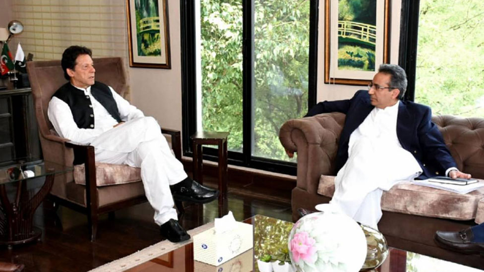 Special Assistant to the Prime Minister on Petroleum Nadeem Babar calls on Prime Minister of Pakistan Imran Khan at the Prime Minister's House in Islamabad on July 19, 2019. ( Press Information department / File photo)