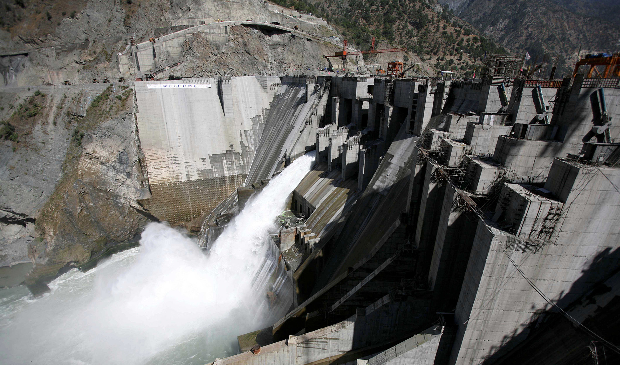 A general view of a 450-megawatt hydropower project located at Baglihar Dam on the Indian side of the Chenab river on October 10, 2008. (REUTERS/File)