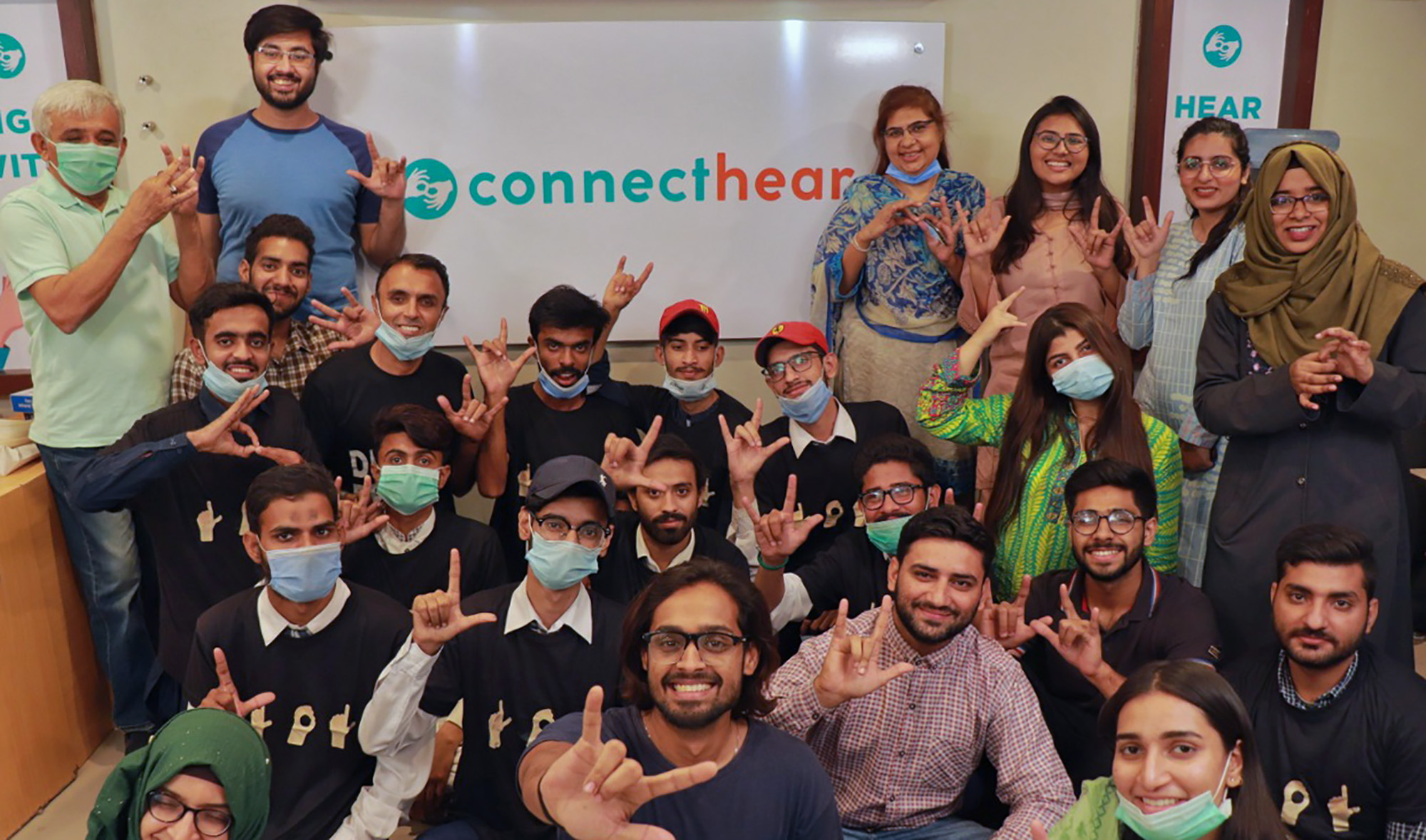 ConnectHear team welcome visitors from Deaf Reach in Hyderabad, Pakistan, in November, 2020. (Photo curtesy: ConnectHear/File)