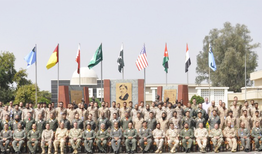 Group photo of the participants of Pakistan Air Force (PAF) military exercise ACES Meet 2021-1 in Islamabad, Pakistan, on March 29, 2021. (Photo courtesy: PAF/Twitter)