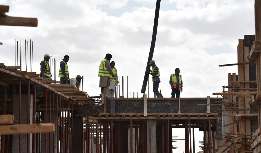 Foreign labourers work on the construction of a house in the Saudi capital Riyadh on April 13, 2019. (AFP/File)