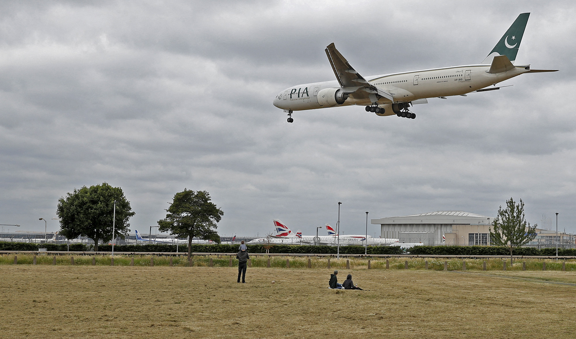 A Pakistan International Airlines Boeing 777 comes in to land at Heathrow airport in west London on June 8, 2020. (AFP/File)