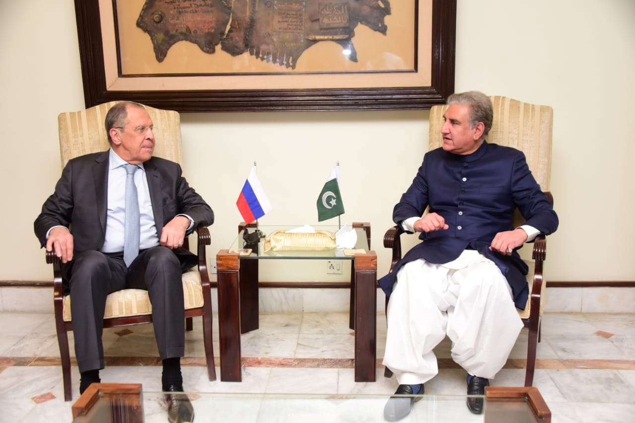 Russia's Foreign Minister Sergey Lavrov attends a meeting with his Pakistani counterpart Shah Mehmood Qureshi in Islamabad, Pakistan April 6, 2021. Ministry of Foreign Affairs (MoFA) / Handout via REUTERS