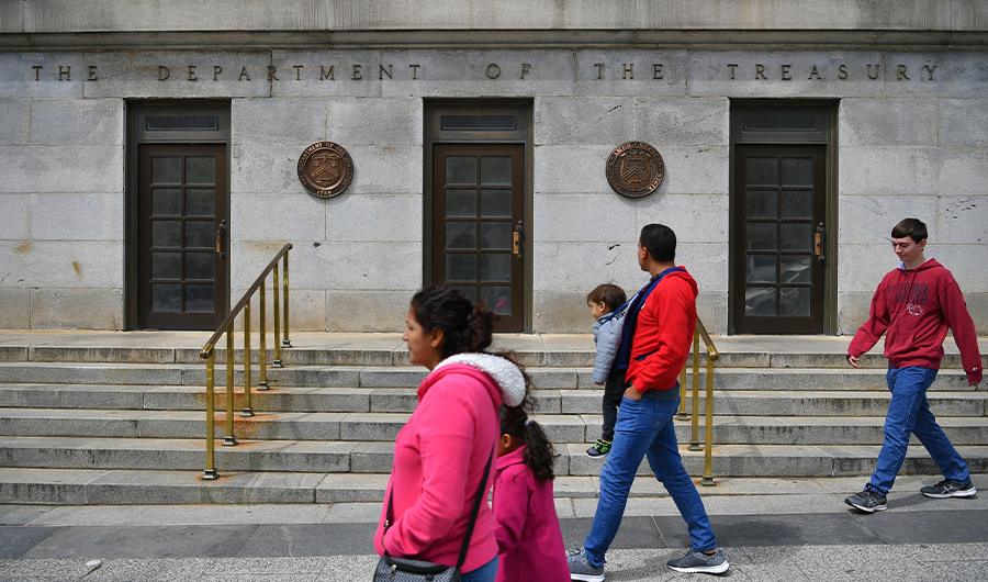 An April 16, 2019 photo shows the Treasury Department in Washington, DC on April 16, 2019. (AFP/File)