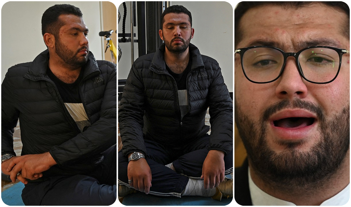 A collage of Hassan Ali Kasi, a qari or professional reciter of the Qur'an. (AFP)