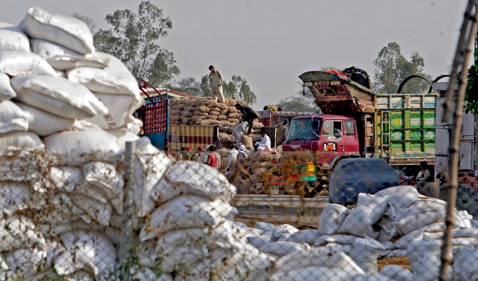 Pakistan laborers unload sacks of onion imported from neighboring India at Pakistani border Wagah near Lahore, Pakistan, on May 14, 2013. (AP/File)