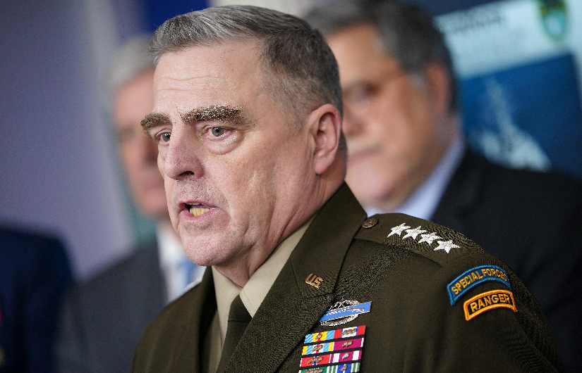 (FILES) In this file photo Chairman of the Joint Chiefs of Staff Gen. Mark Milley speaks during the daily briefing on the novel coronavirus, Covid-19, in the Brady Briefing Room at the White House on April 1, 2020, in Washington, DC. (AFP)