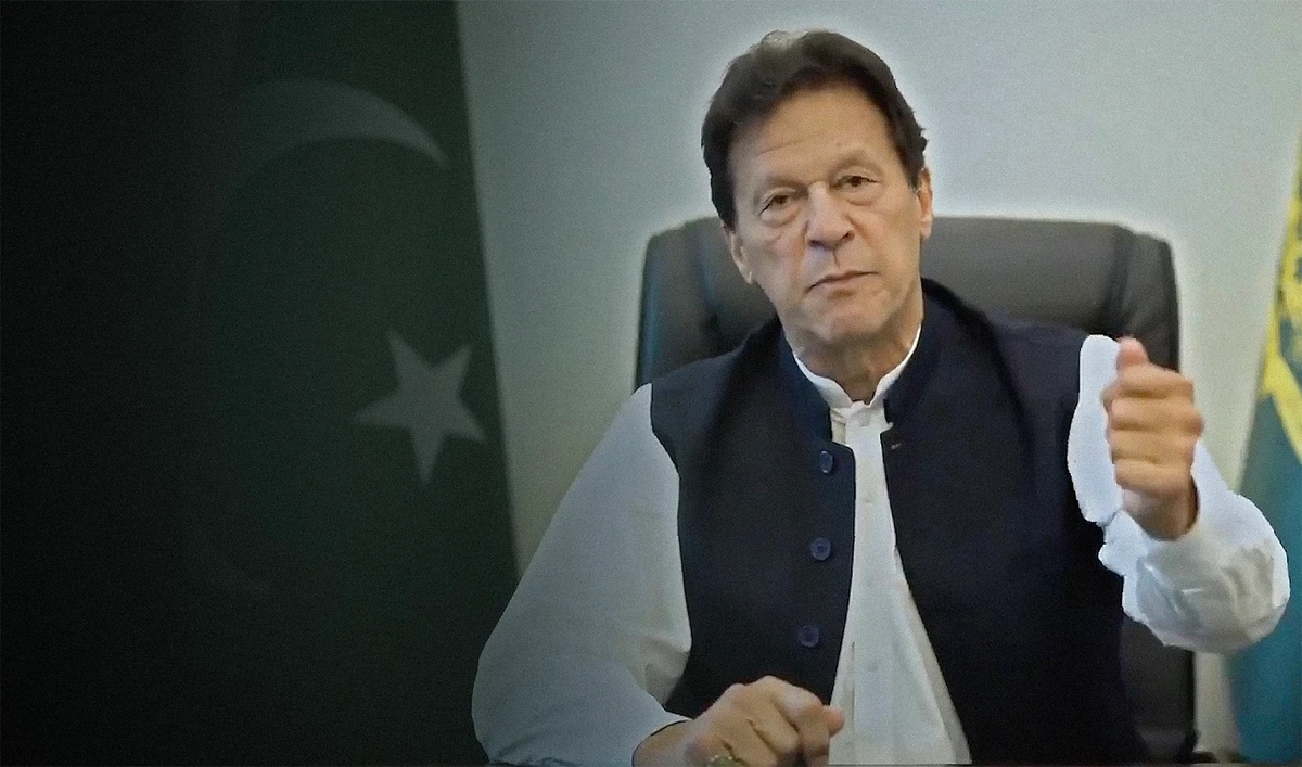 A screen grab taken from Pakistan premier Imran Khan's video message on the Israel-Palestine conflict, released on May 21, 2021 by Prime Minister's Office. (Photo courtesy: @PakPMO/Twitter)