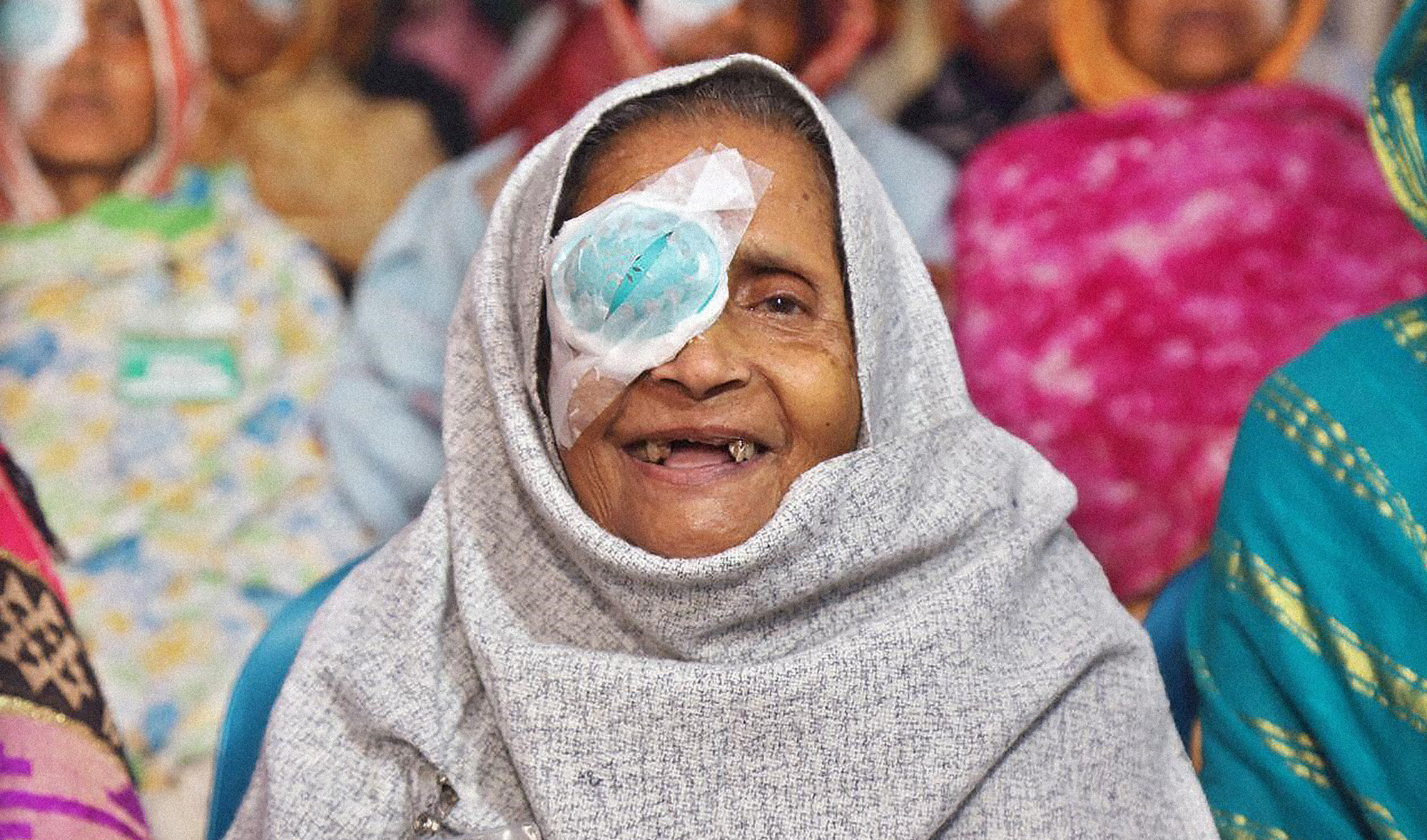 This undated file photo shows an elderly patient with an eye patch after getting treatment under King Salman Humanitarian Aid and Relief Center's program to combat blindness. (Photo courtesy: KSRelief)