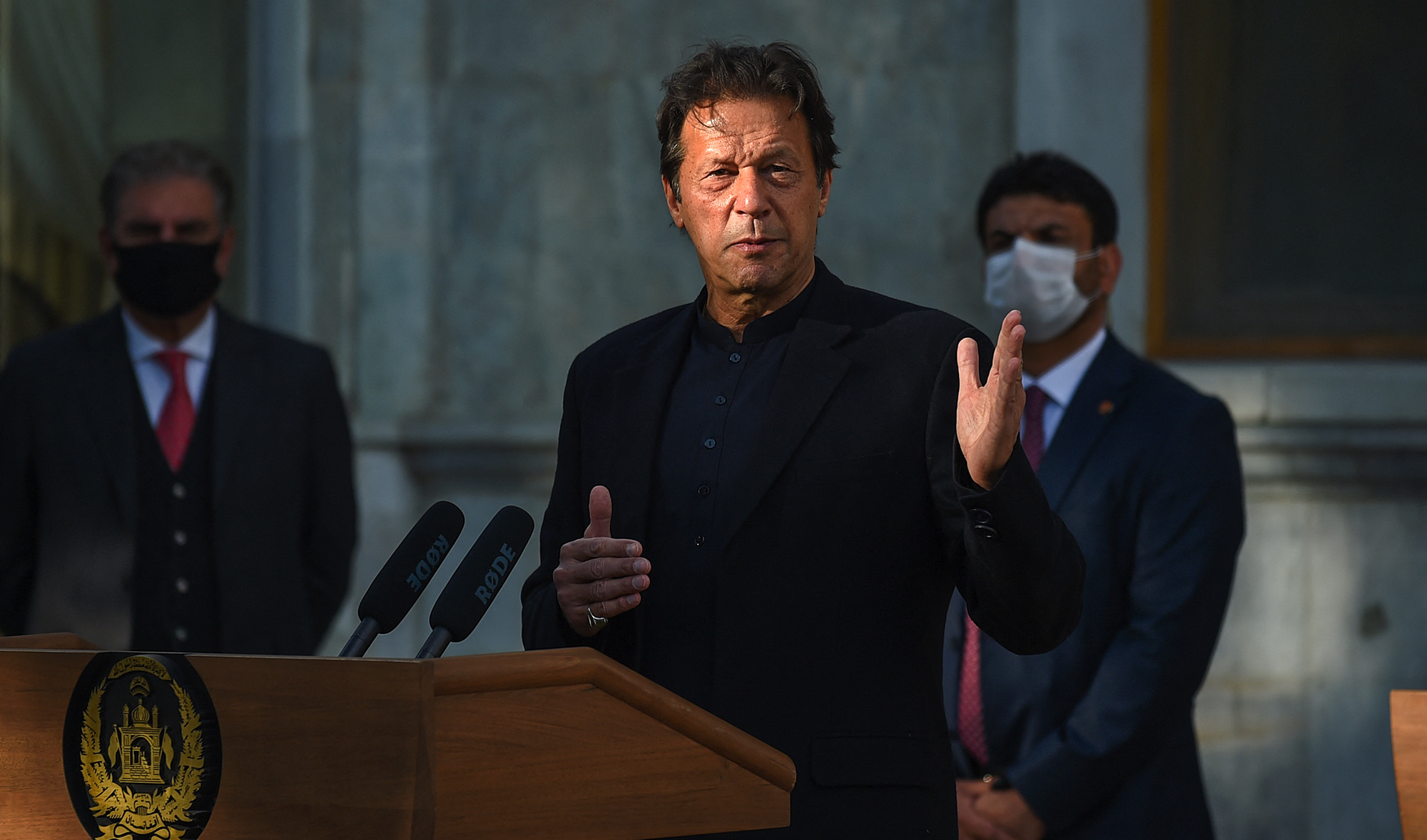 Pakistan's Prime Minister Imran Khan speaks during a press conference at the Presidential Palace in Kabul on November 19, 2020. (AFP/File)