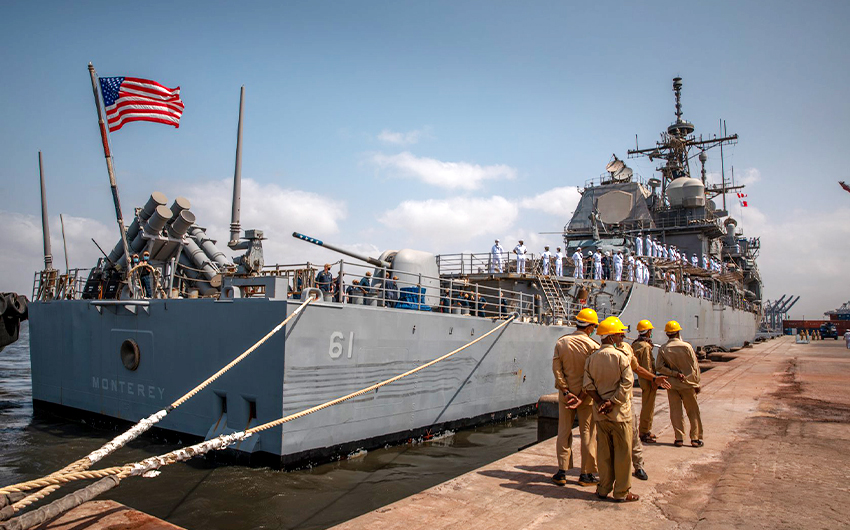 American vessel, USS Monterey is docked at Karachi port, Pakistan, on June 09, 2021. (Photo courtesy: U.S. Consulate General Karachi)