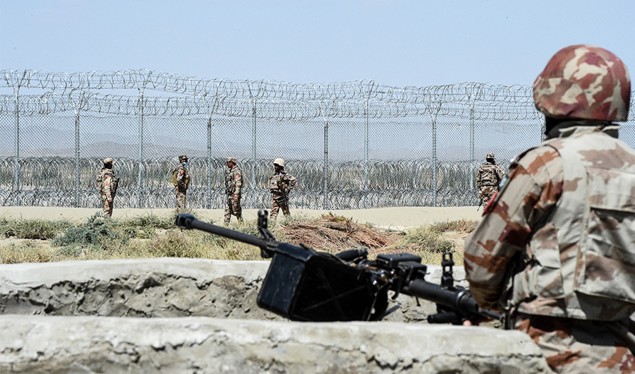Security personnel of Pakistan's Frontier Corps patrol in the southwestern province of Balochistan on September 16, 2020. (AFP)