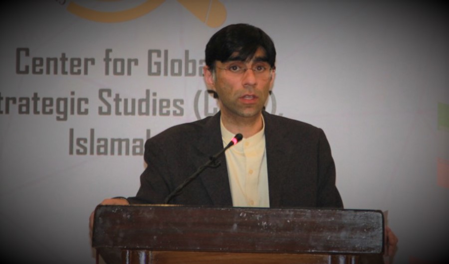 Pakistan's National Security Adviser Moeed Yusuf addressing a conference Center for Global and Strategic Studies in Islamabad on December 19, 2019. (Photo courtesy: Moeed Yusuf twitter)