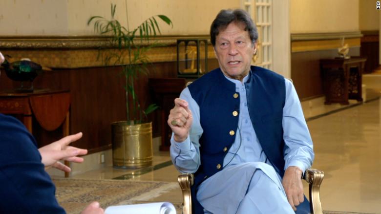 Pakistani Prime Minister Imran Khan speaks to Axios in an interview broadcast on June 20, 2021. (Screengrab from the interview)