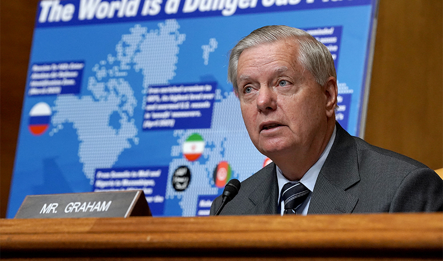 US Sen. Lindsey Graham (R-SC) speaks during a hearing to discuss President Biden's budget request at the US Capitol in Washington, D.C. on June 8, 2021. (AFP/File)