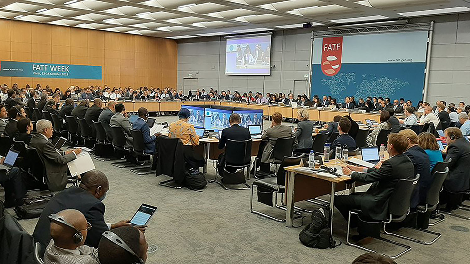 This undated file photo shows a FATF meeting in progress. (Photo courtesy: @FATFNews/Twitter)