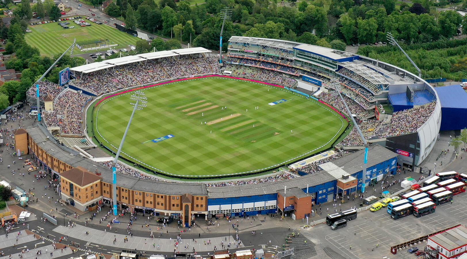 This undated photo shows the aerial view of Edgbaston Cricket Stadium in England. (Photo courtesy: Warwickshire County Cricket Club)