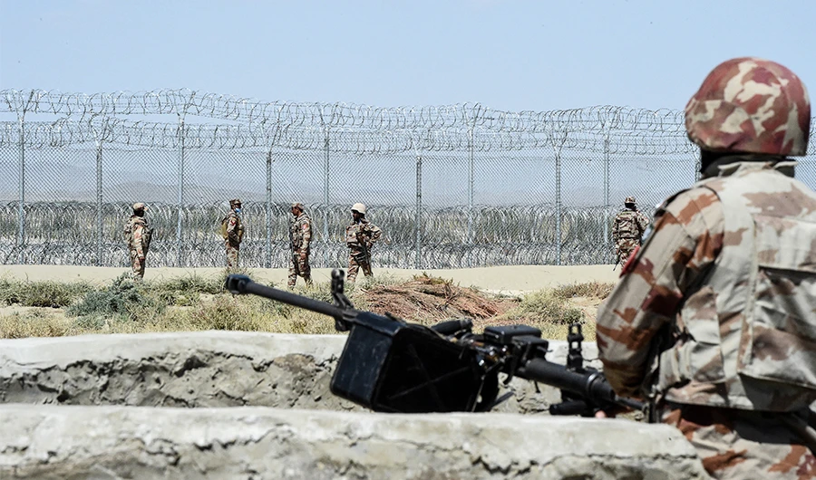 Security personnel of Pakistan's Frontier Corps patrol in the southwestern province of Balochistan on September 16, 2020. (AFP)