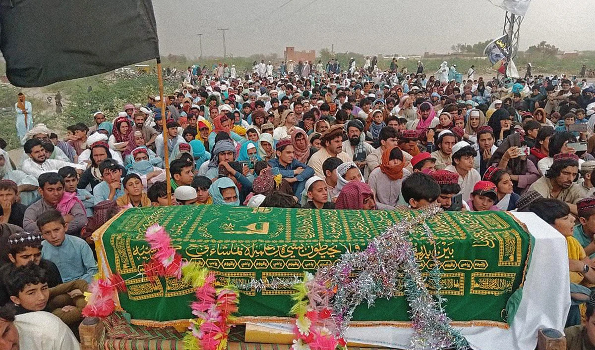 This undated file photo shows sit-in protesters in Janikhel, Bannu. (Photo courtesy: social media)