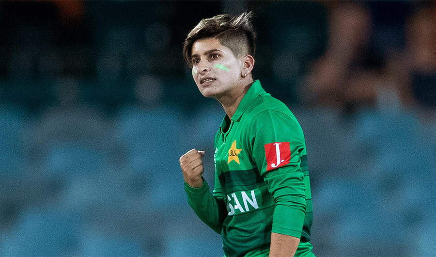 Pakistani woman cricketer Nida Dar gestures during a match against West Indies in North Sound, West Indies on June 30, 2021. (Photo courtesy: ICC)