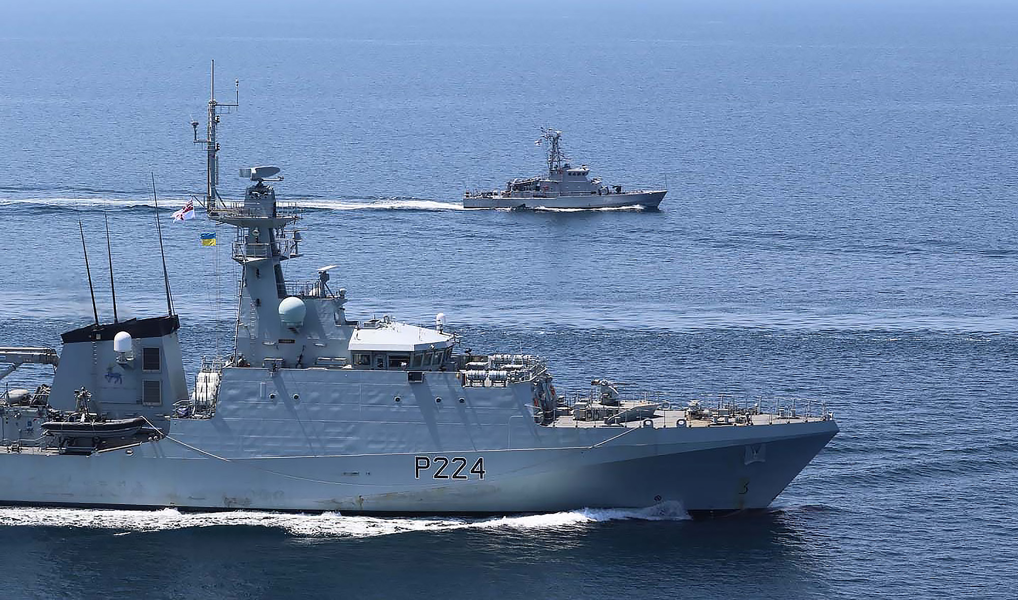 The photograph shared by HMS Trent on June 12, 2021, shows vessels that will take part in the 12-day Sea Breeze 2021 exercise hosted by the Ukrainian Navy and United States. (Photo courtesy: @HMSTrent/Twitter)