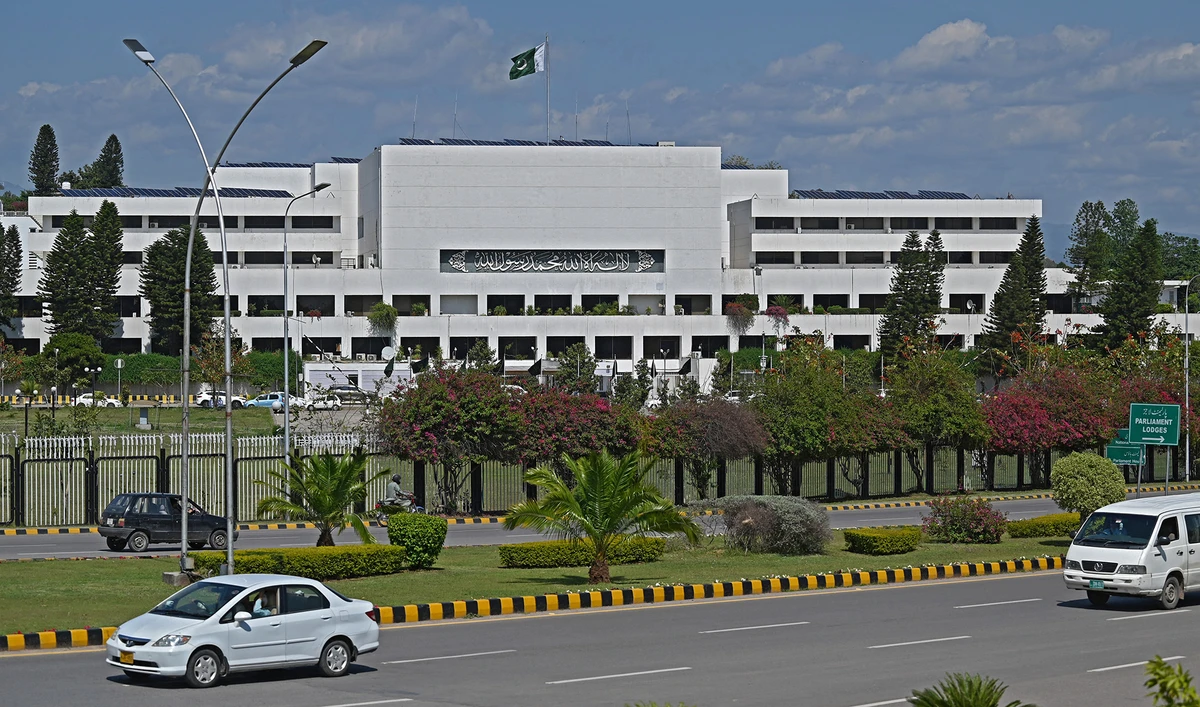 A general view of the Parliament House is pictured in Islamabad, Pakistan, on April 23, 2021. (AFP/File)