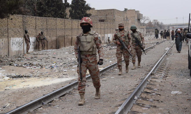 Pakistani paramilitary soldiers patrol in Quetta on February 14, 2018. (AFP/File)