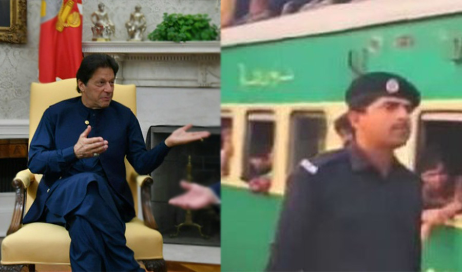 In this combination of photos, Pakistan's Prime Minister Imran Khan (L) and Police Constable Jameel Ahmed Kalhoro (R) are seen. (Photo courtesy: AFP/ Social Media)