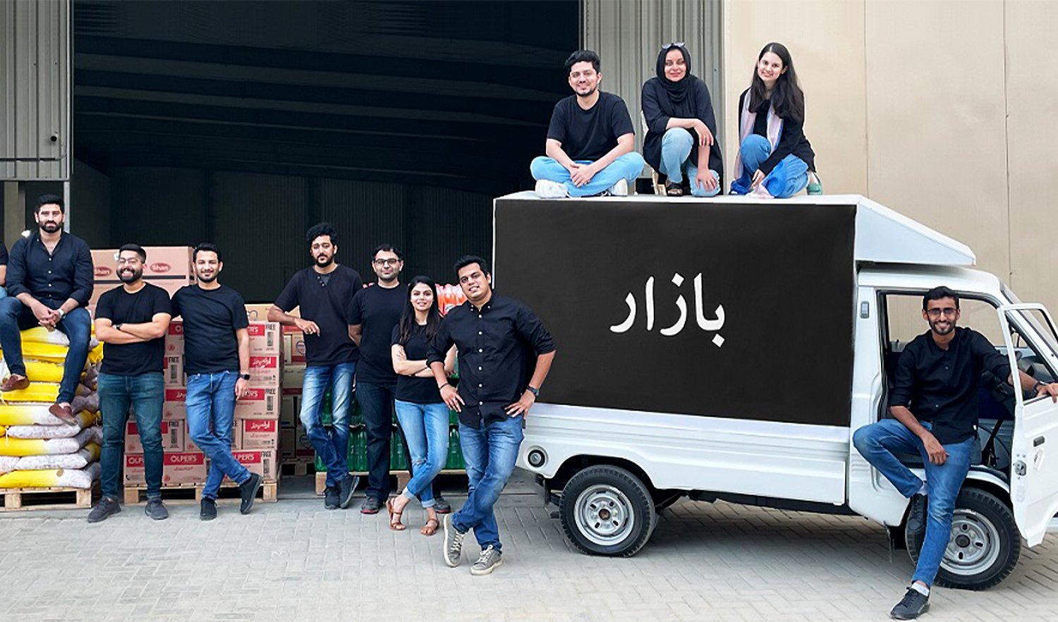 The picture shows team members of Pakistan-based business-to-business marketplace, Bazaar. (Photo courtesy: Social media)