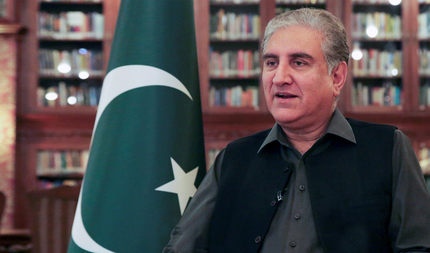 Pakistan's Foreign Minister Shah Mehmood Qureshi gestures as he speaks during an interview with Reuters at the Ministry of Foreign Affairs (MoFA) office in Islamabad on March 1, 2020. (REUTERS/File)