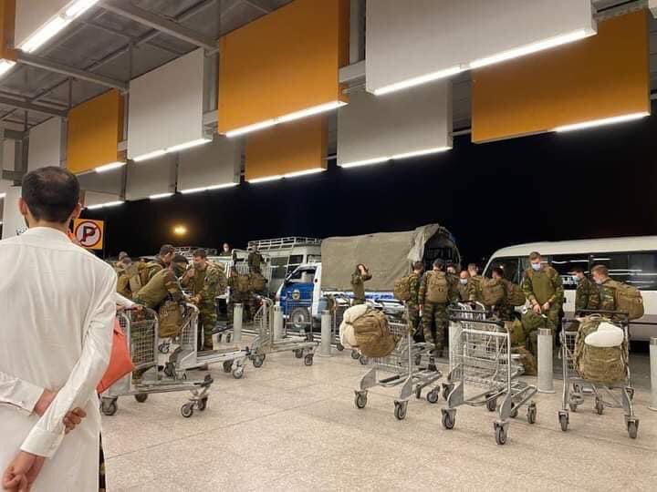 US troops are seen at Islamabad airport after their evacuation from Afghanistan on August 29,2021. (Photo courtesy: Social Media)