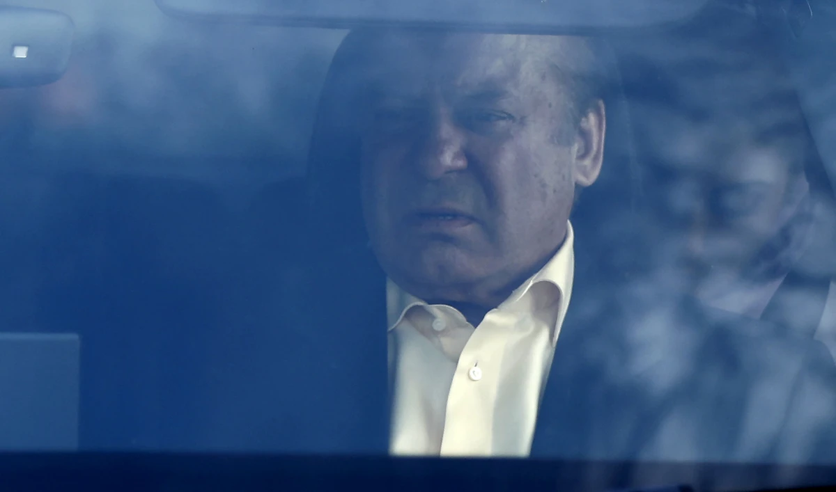 Pakistan's former prime minister Nawaz Sharif arrives at his office in central London on July 6, 2018. (AFP/File)